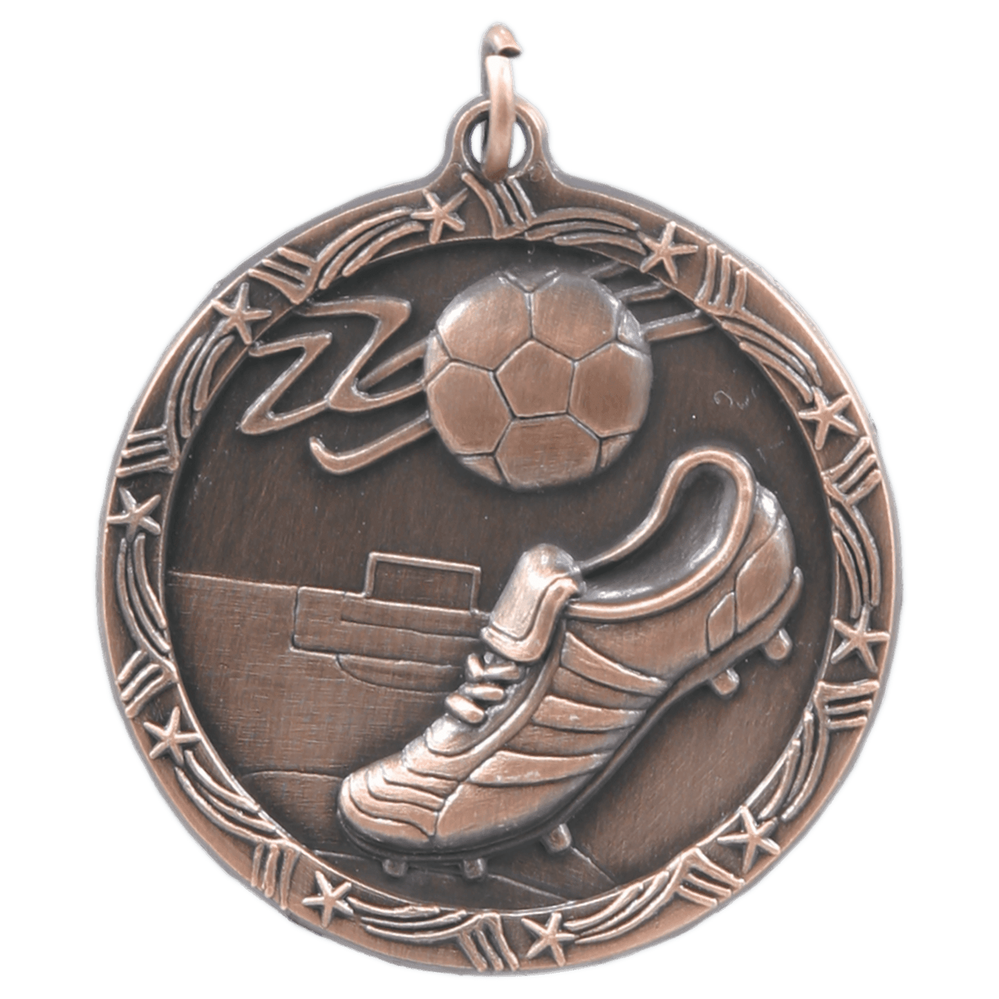 Antique Bronze 1 3/4" Soccer Shooting Star Medal