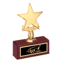 5" x 7 1/2" Polished Metal Goldtone Star Casting on Rosewood Piano Finish Base with Laserable Black Brass Plate