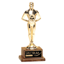 10 3/4" Cast Metal Goldtone Finish Classic Achiever Figure on a Solid Walnut Base and Black Laser Engravable Plate