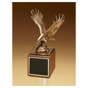 10 3/4" Fully Modeled Antique Bronze Eagle Casting on a Walnut Base with Black Laserable Engraving Plate