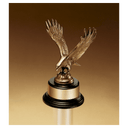 9" Fully Modeled Antique Bronze Eagle Casting on a Black Piano Finish Base with Gold Flex-Brass Plate