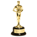 11" Cast Metal Goldtone Finish Classic Achiever Figure on a Black Piano Finish Base with a Gold Flex-Brass Plastic Plate