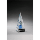 7 1/8" Frosted Glass Accent Arrow Art Glass on Clear Glass Base with Black Laserable Aluminum Plate