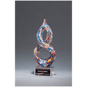 10" Helix Multi-Color Art Glass on Clear Glass Base with Black Laserable Aluminum Plate