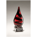 8" Black and Red Helix Teardrop on Clear Glass Base with Black Laserable Aluminum Plate