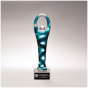 12 1/4" Victory Art Glass on Clear Glass Base with Black Laserable Aluminum Plate