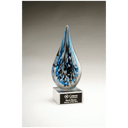 Multi-Colored Teardrop Art Glass on Clear Glass Base with Black 10" Laserable Aluminum Plate