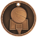 Antique Bronze 2" 3D Basketball Medal