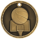 Antique Gold 2" 3D Basketball Medal