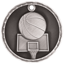 Antique Silver 2" 3D Basketball Medal