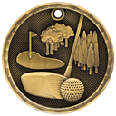 Antique Gold 2" 3D Golf Medal