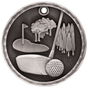 Antique Silver 2" 3D Golf Medal