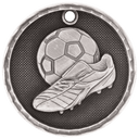 Antique Silver 2" 3D Soccer Medal