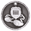 Antique Silver 2" 3D Swimming Medal