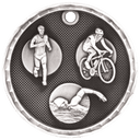 Antique Silver 2" 3D Triathlon Medal