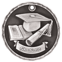 Antique Silver 2" 3D Graduate Medal