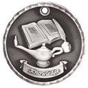 Antique Silver 2" 3D Lamp of Knowledge Medal