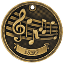 Antique Gold 2" 3D Music Medal