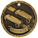 Antique Gold 2" 3D Pinewood Derby Medal