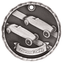 Antique Silver 2" 3D Pinewood Derby Medal