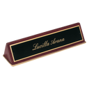 Rosewood Piano Finish Desk Wedge with Black 9 1/2" x 2 1/2" x 2" Plate