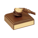 4 1/2" x 4 1/2" Walnut Gavel Sounding Block with Gold Plate for Personalization (Gavel Sold Separately)