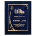 9" x 12"  Blue Woodgrain Plaque with Blue Rising Star Plate