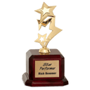 Gold Metal Rising 3-Star on Rosewood Piano Finish Base