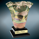 14 1/4" Art Glass Vase with Black Royal Piano Finish Base