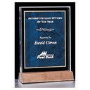 6" x 8 5/8 " Sapphire Marble Acrylic Award with American Walnut Base