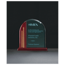 7 1/2" x 7 7/8" Arch Series Jade Acrylic with Rosewood Piano Finish Base, Gold Metal Accents