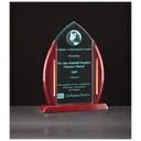 7 1/2" x 9 5/8" Flame Jade Acrylic with Rosewood Piano Finish Base and Posts, Gold Metal Accents