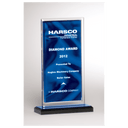 5" x 6 1/2" Dark Blue Draped Satin Patterned Acrylic with Silver Mirror Border, Black with Blue Top Base