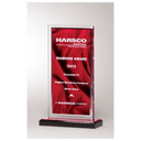5 x 7 1/2" Deep Red Draped Satin Patterned Acrylic with Silver Mirror Border, Black with Red Top Base