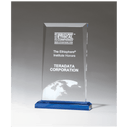Clear Acrylic Award with Blue Highlights and Blue 5 1/2" x 8 3/4" Apex Series Base