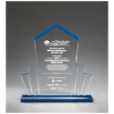 10" x 10 3/4" Large Tower Spotlight Clear Acrylic with Blue Accent on Blue Acrylic Base