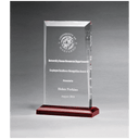 Clear Acrylic Award with Red Highlights and Red 5 1/2" x 8 3/4" Apex Series Base
