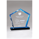 6" x 7" Diamond Series Acrylic Award with Blue Accent-Blue Mirror Topped Base