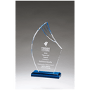 4 7/8" x 8 3/4" Flame Series Clear Acrylic with Blue Accents and Matching Blue Acrylic Base