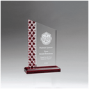 5 1/2" x 9 1/4" Zenith Series Clear Acrylic with Lattice Pattern and Red Metallic Accent