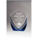 5 3/4" x 7 1/2" Shield Series Clear Acrylic with Polished Score Lines and Blue Metallic Accent