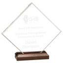 Large Clear Acrylic Diamond with Walnut Base