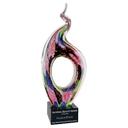 13 1/2" Twist Top Art Glass with Square Black Base