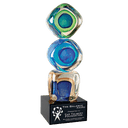 9 1/4" Stacked Blocks Art Glass with Square Black Base