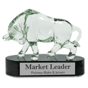 7 1/2" Clear Art Glass Bull