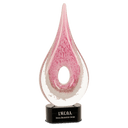 12" Pink Round Window Raindrop Art Glass