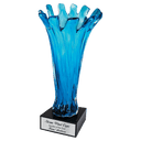 12 1/2" Blue Cup Art Glass