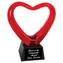 6 1/2" Red Heart Art Glass with Black Base