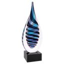 12" Blue, White & Black Twisted Rain Drop