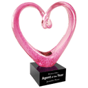 9" Pink Glass Heart with Black Base